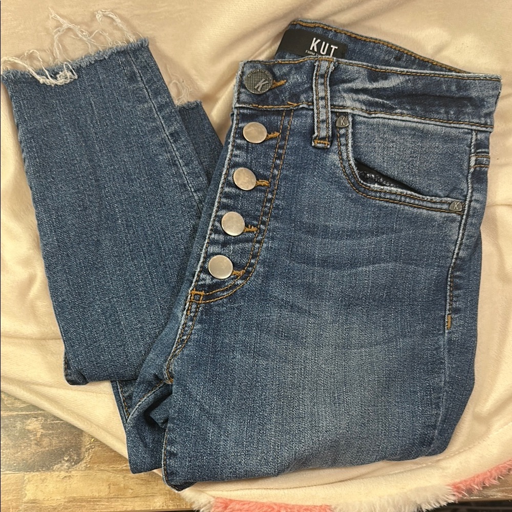 Kut from the Kloth High Rise Ankle Skinny Donna Blue Jeans